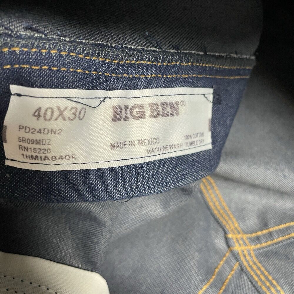 Vintage NWOT Big Ben Dark Denim Utility Jean Mens Sz 40x30 Blue Cotton Deadstock - Picture 9 of 14